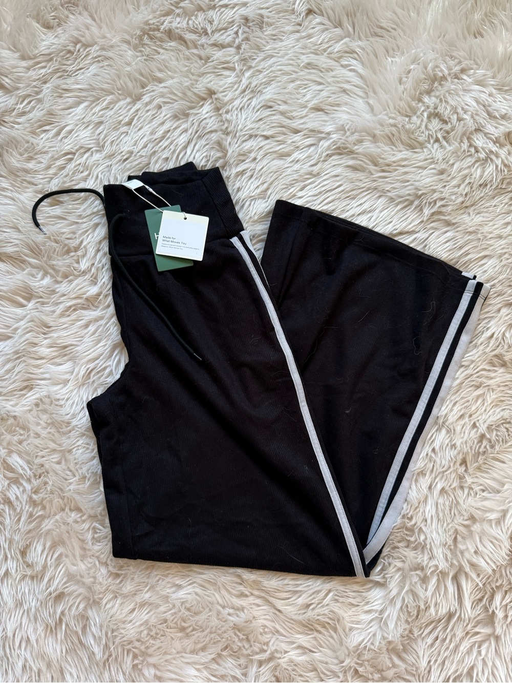 HALARA Black Track Pants with Contrast White Stripe